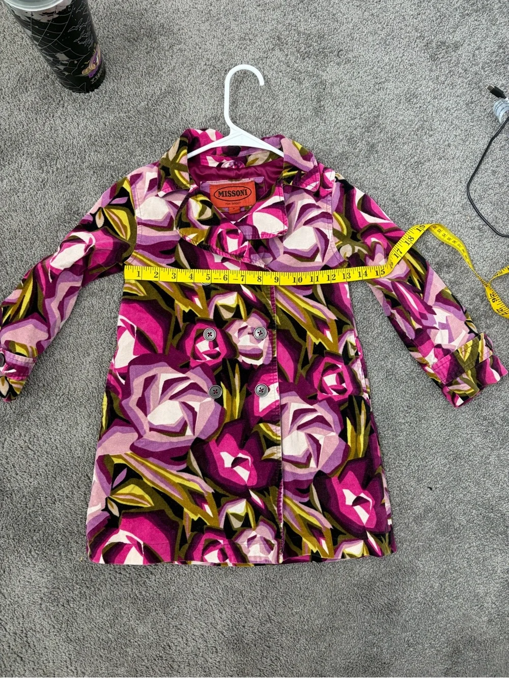 Missoni for target Multicolor Pink Floral Double-Breasted Coat 70s